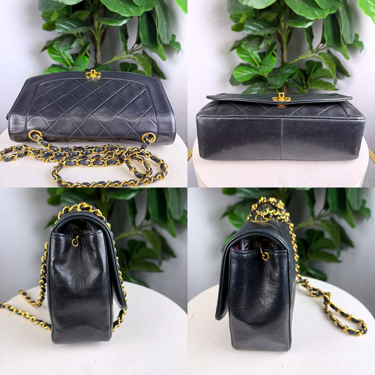 Authentic Chanel Classic Flap Bag Black Lambskin Leather Gold Hardware - 06_extra.jpg