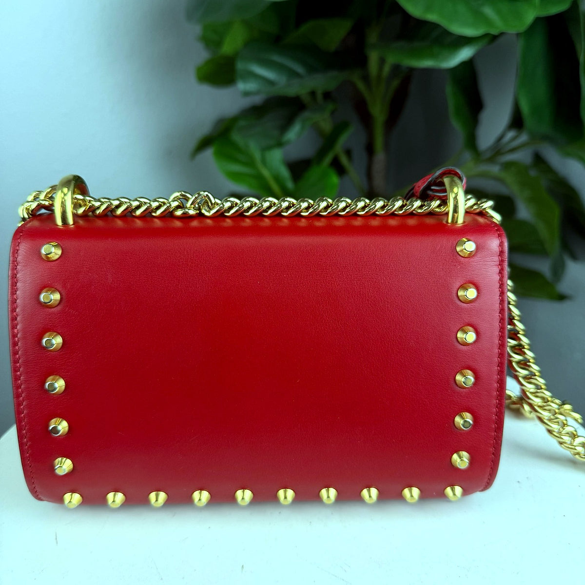 Authentic Gucci Padlock Small Shoulder Bag Red Leather Pearl Studs Gold Hardware - 02_photo.jpg
