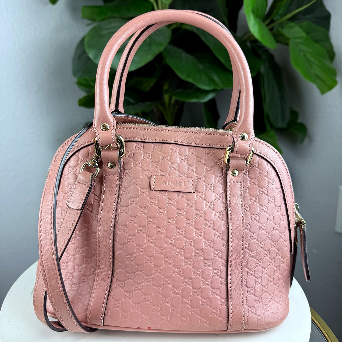 Authentic Gucci Microguccissima Soft Margaux Pink Leather Dome Satchel - 01_photo.jpg