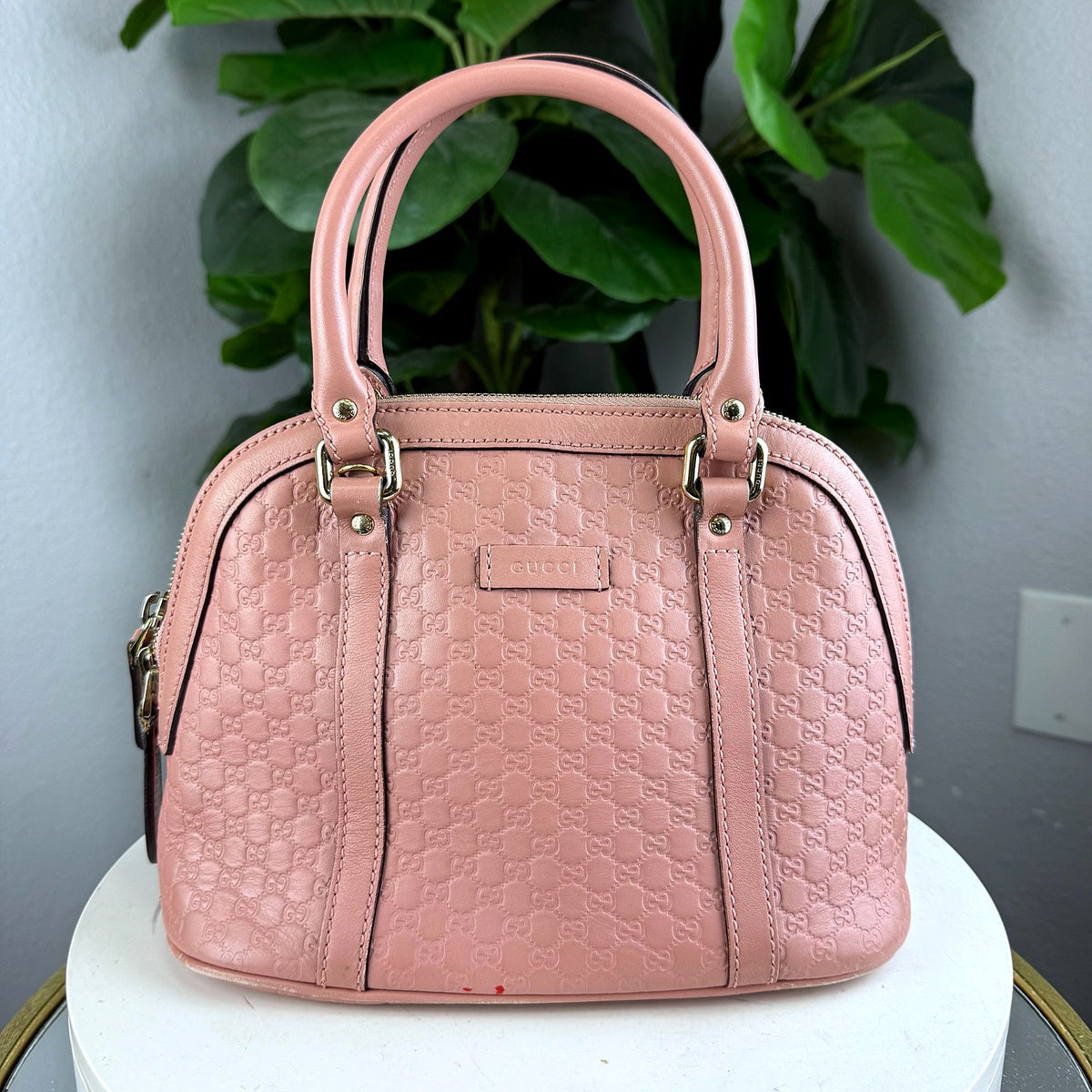 Authentic Gucci Microguccissima Soft Margaux Pink Leather Dome Satchel - 02_photo.jpg