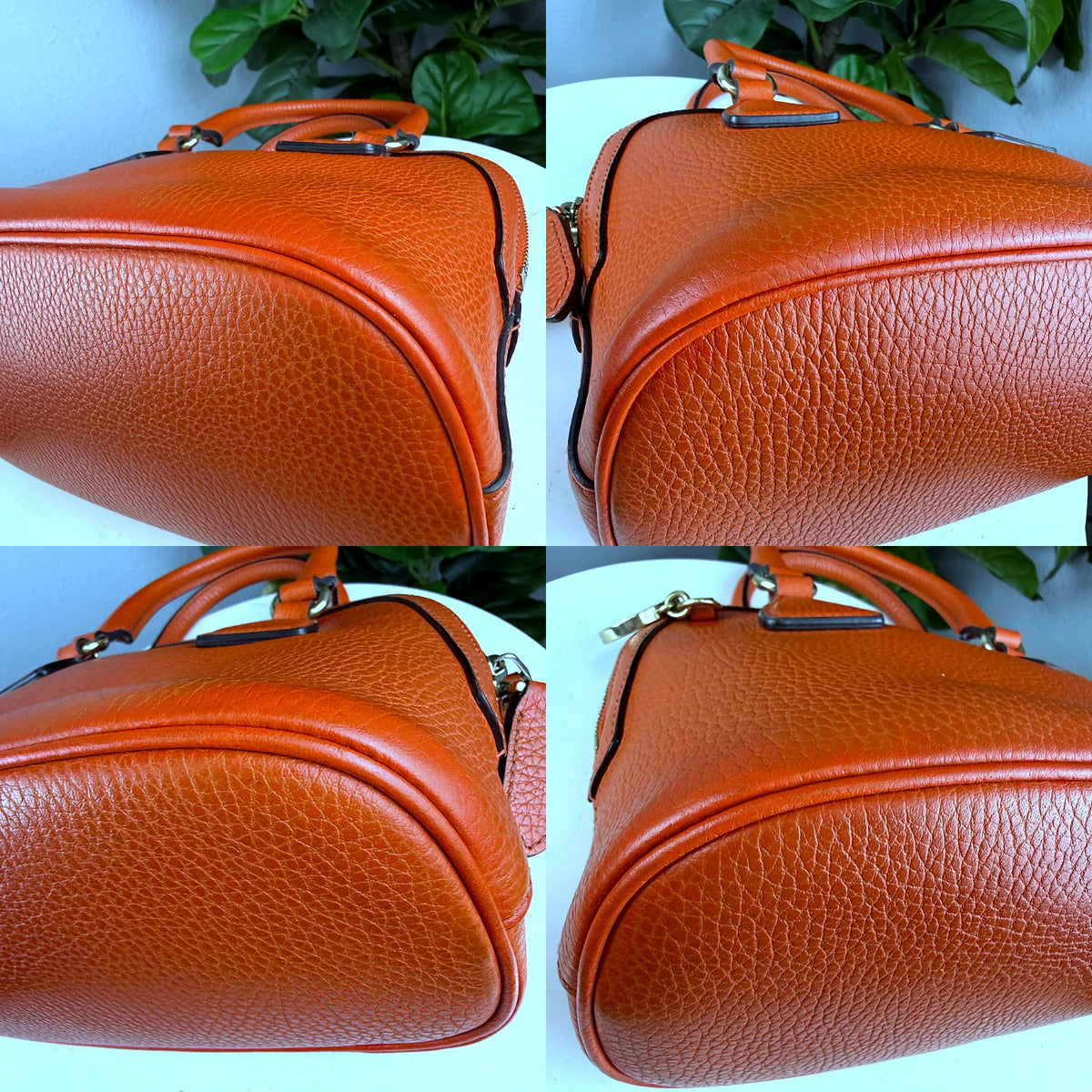 Authentic Gucci GG Charm Small Dome Satchel Orange Leather Handbag - 04_corners.jpg