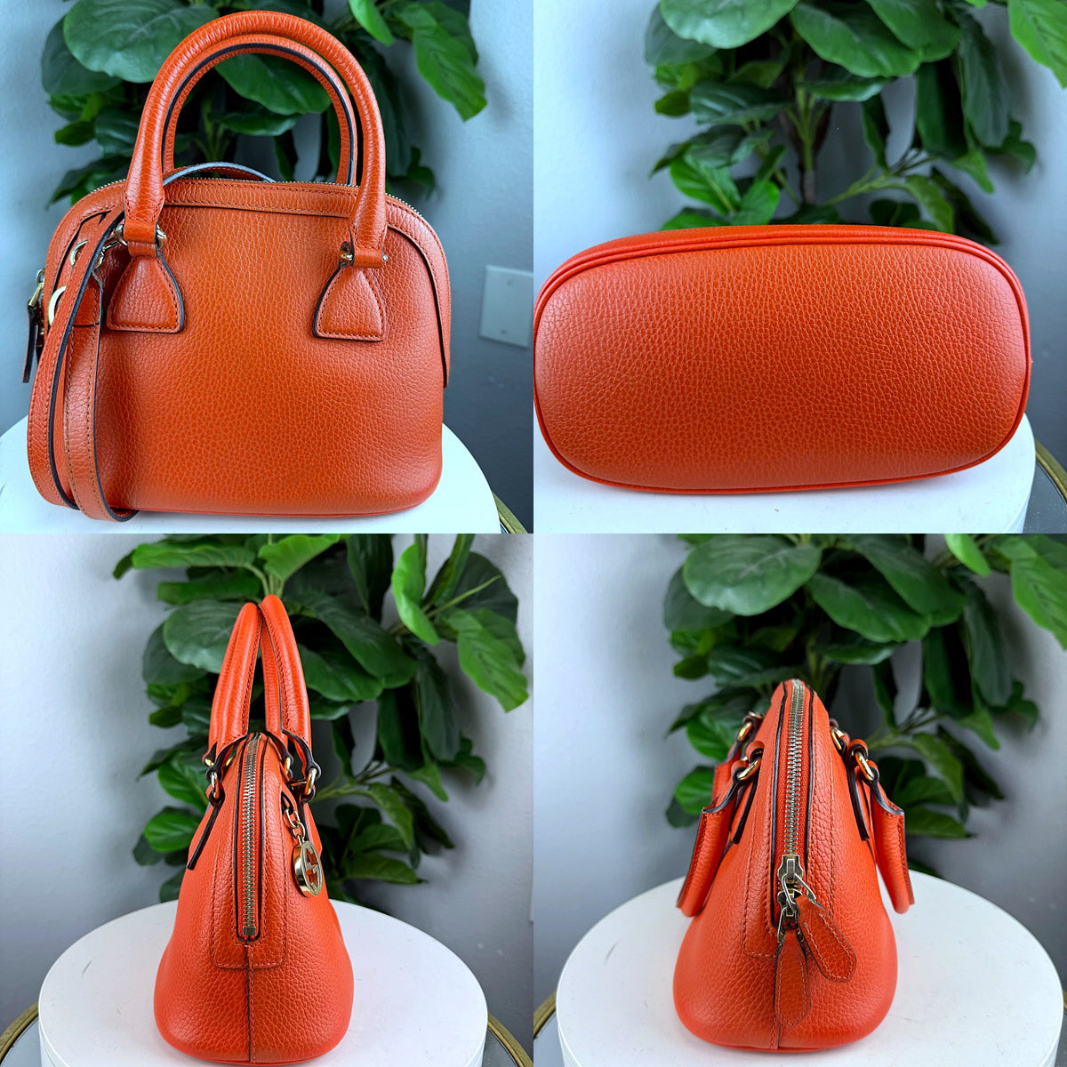 Authentic Gucci GG Charm Small Dome Satchel Orange Leather Handbag - 05_extra_1.jpg