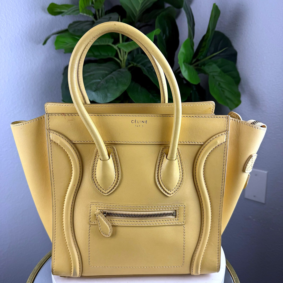 Authentic Celine Nano Luggage Tote Yellow Calfskin Leather Handbag - 01_photo.jpg