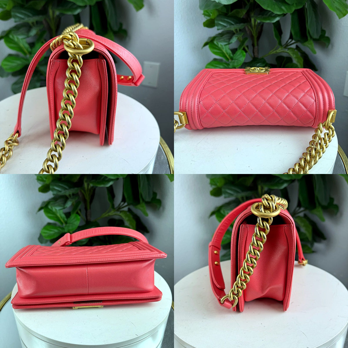 Authentic Chanel Boy Medium Quilted Caviar Flap Bag Coral Gold Hardware - 06_extra.jpg