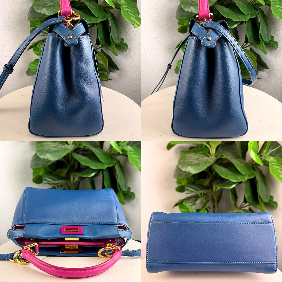 Authentic Fendi Peekaboo Micro Blue Leather Handbag with Pink Accents - 06_extra.jpg