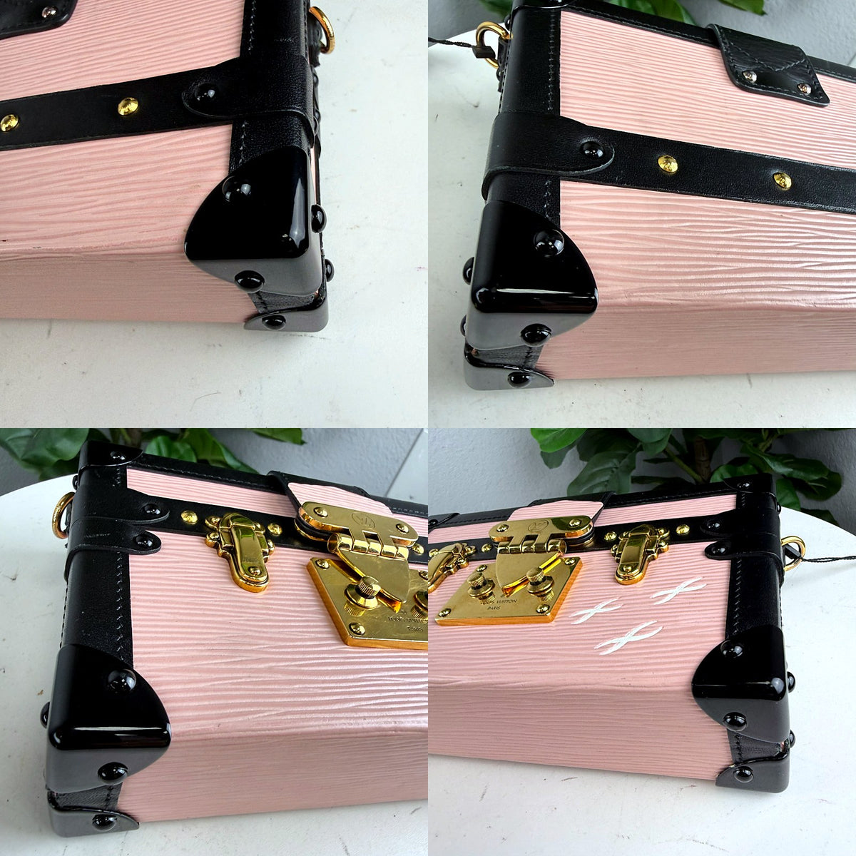 Authentic Louis Vuitton Petite Malle Epi Pink Black Trunk Bag - 03_corners.jpg