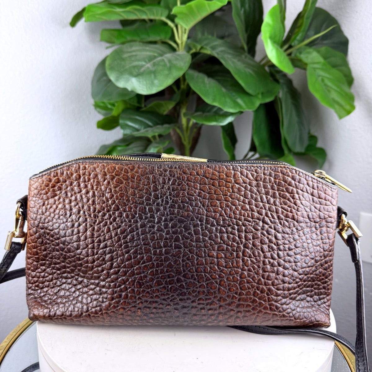 Authentic Burberry Small Peyton Crossbody Bag Metallic Bronze Pebbled Leather - 02_back.jpg