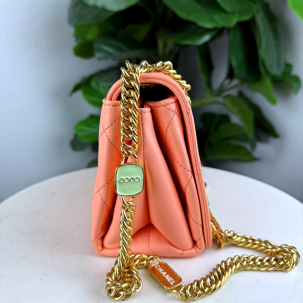 Authentic Chanel Trendy CC Flap Bag Small Coral Pink Lambskin Gold Hardware - 05_leftover_single.jpg