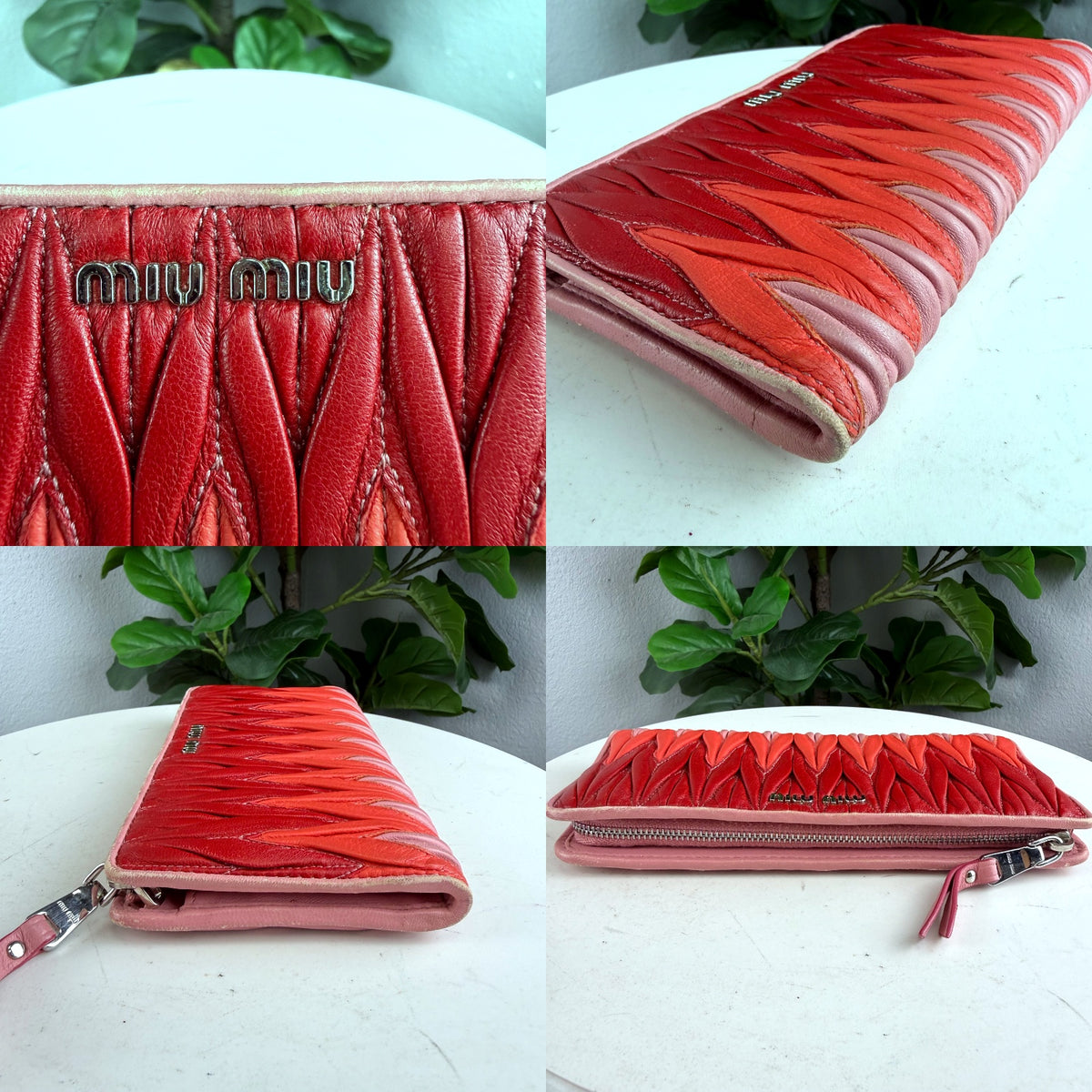 Authentic Miu Miu Matelassé Leather Bi-Color Continental Wallet Pink Red - 04_detail_2.jpg