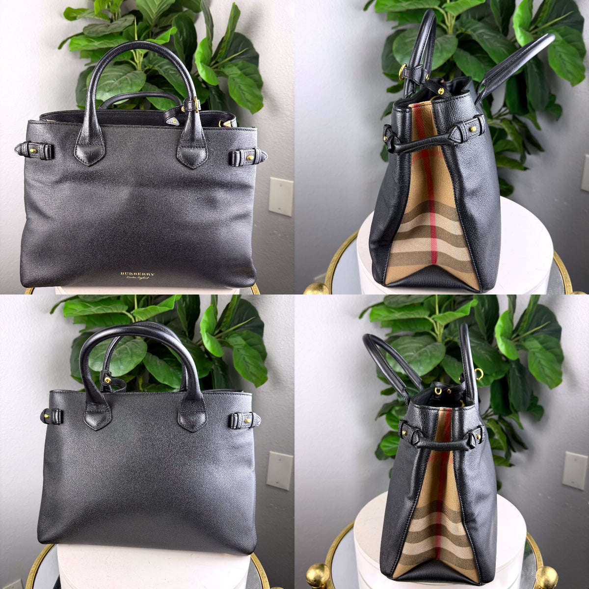 Authentic Burberry Banner Medium Leather Tote Black with Strap - 03_detail_1.jpg