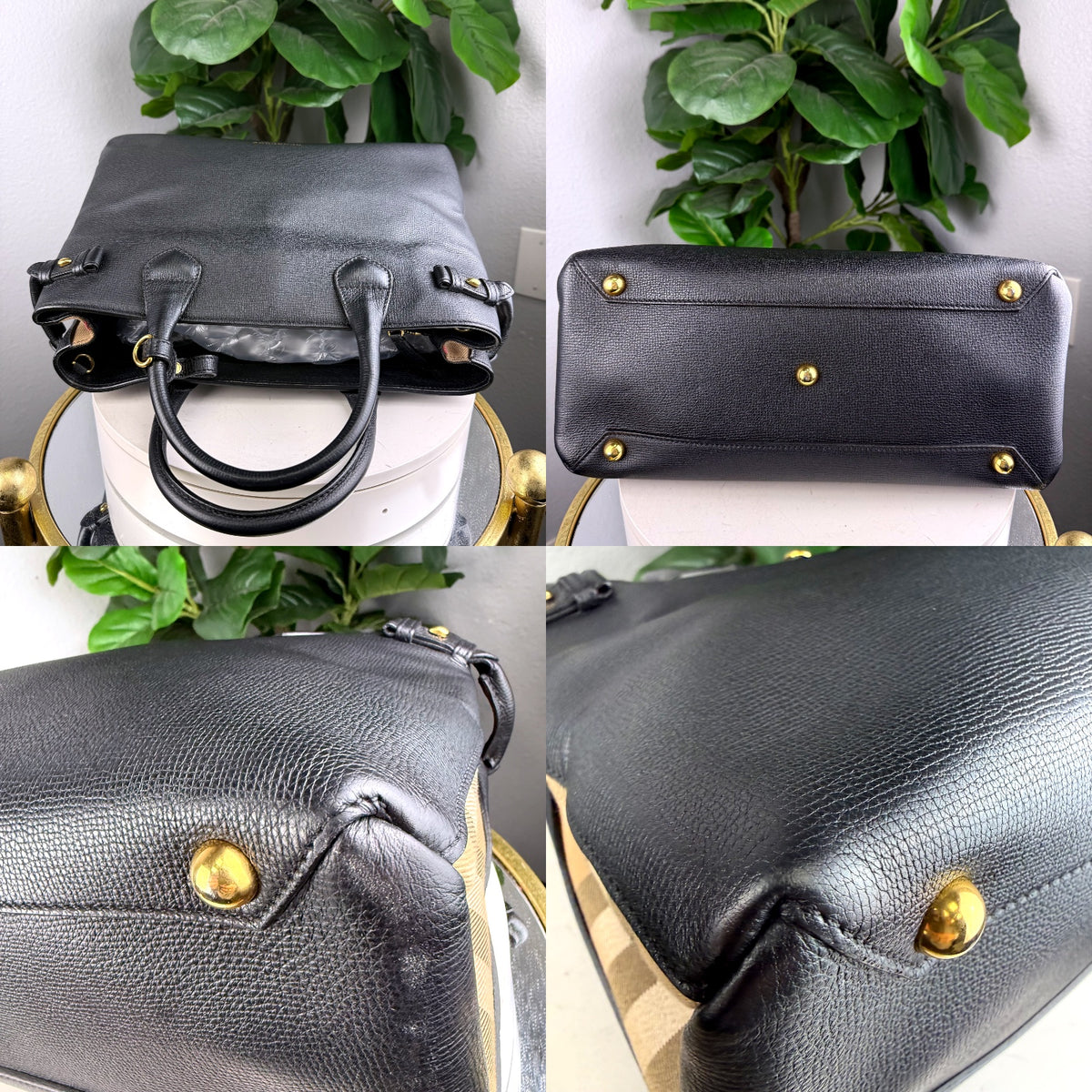 Authentic Burberry Banner Medium Leather Tote Black with Strap - 04_detail_2.jpg
