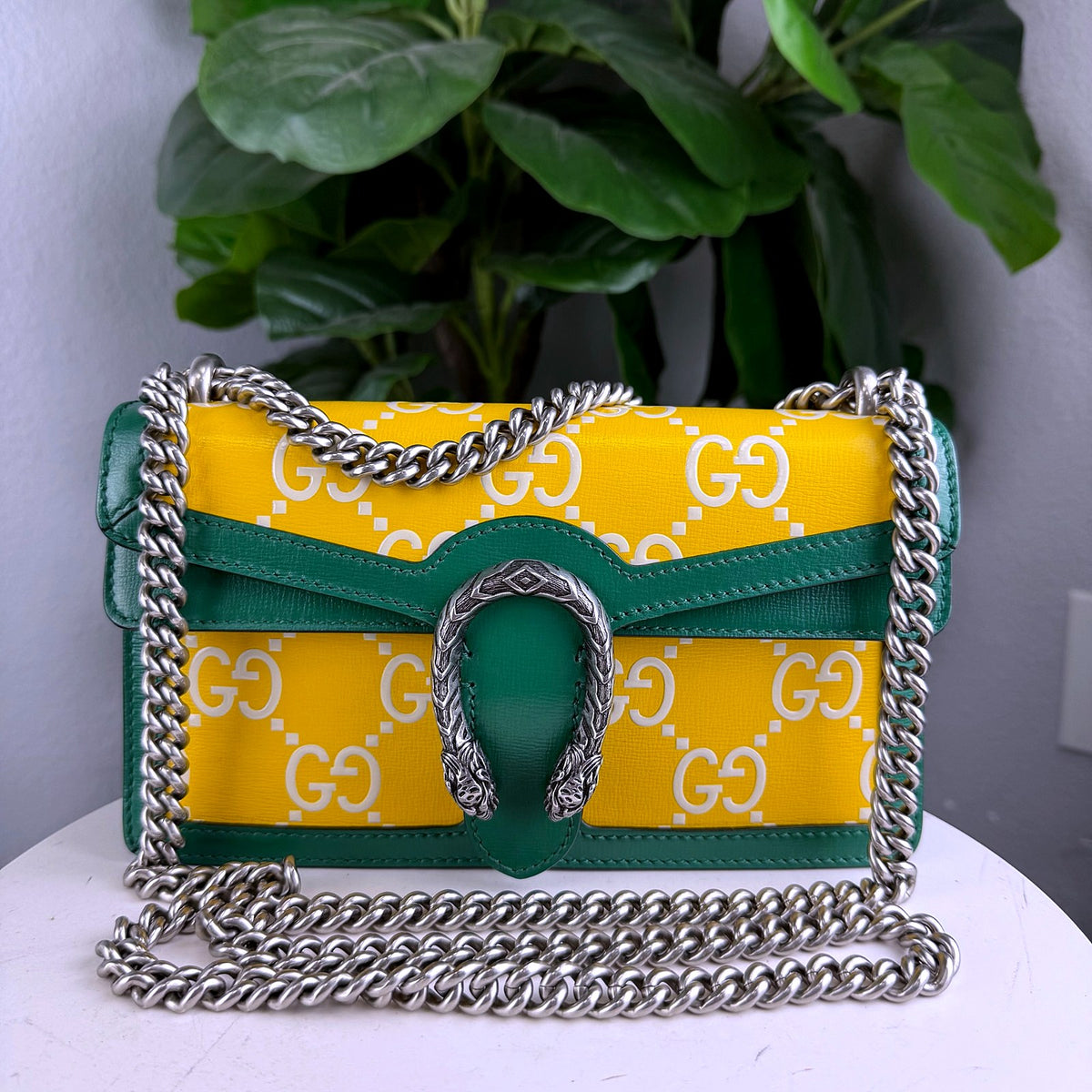 Authentic Gucci Dionysus Small GG Supreme Canvas Shoulder Bag Yellow Green - 01_photo.jpg
