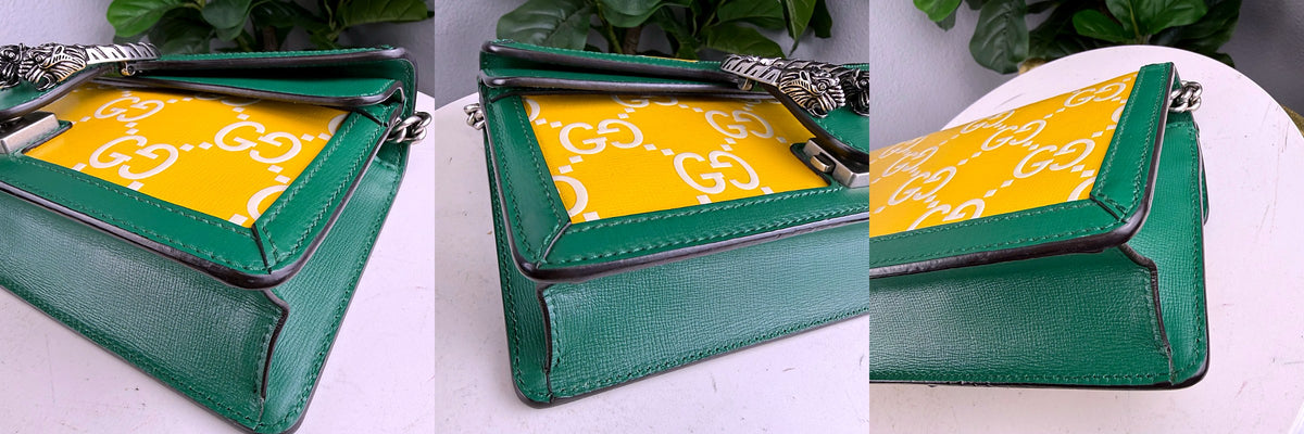 Authentic Gucci Dionysus Small GG Supreme Canvas Shoulder Bag Yellow Green - 05_corners.jpg