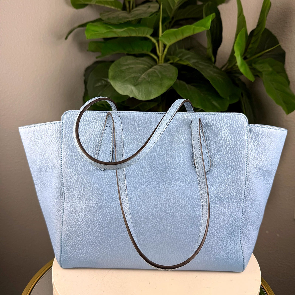 Authentic Gucci Swing Medium Pebbled Tote Bag Blue Grey Leather - 02_photo.jpg