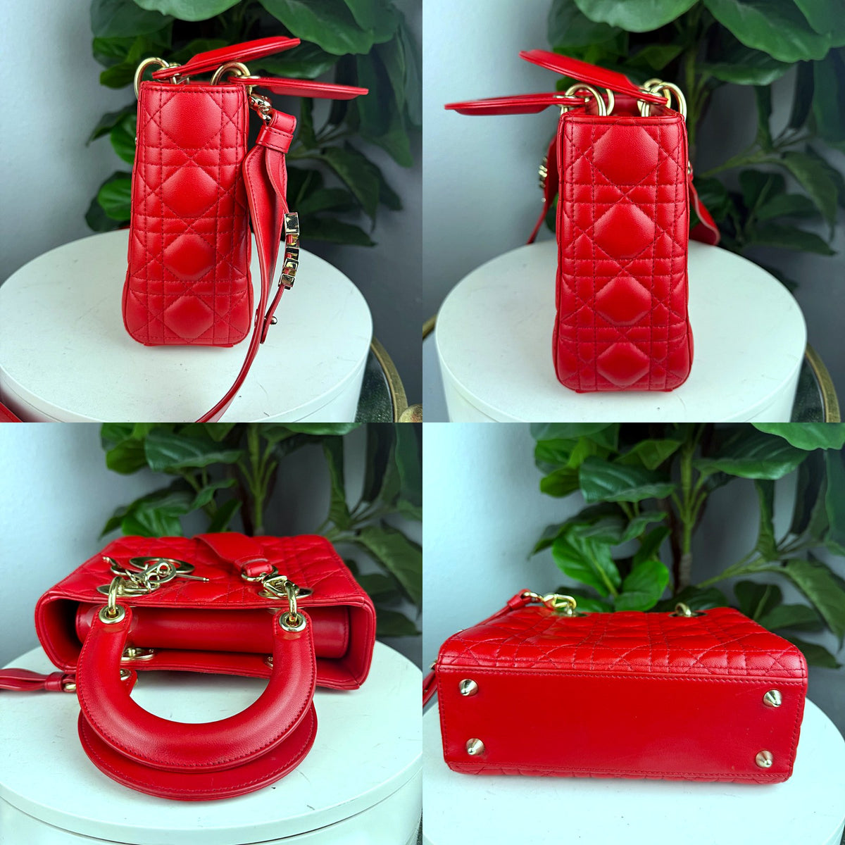 Authentic Dior Lady Dior Medium Red Lambskin Cannage Quilted Bag - 05_extra.jpg
