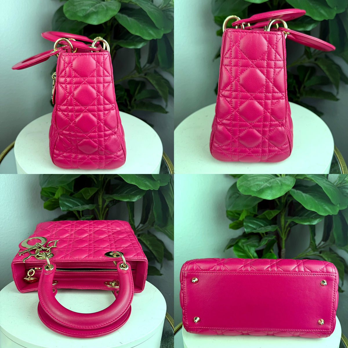 Authentic Dior Lady Dior Medium Pink Lambskin Cannage Quilted Bag - 05_extra.jpg