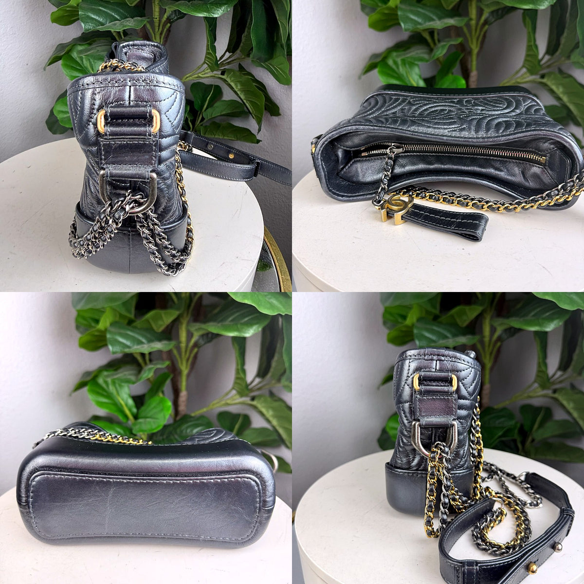 Authentic Chanel Gabrielle Small Hobo Black Quilted Calfskin Aged Gold Silver Hardware - 04_extra.jpg