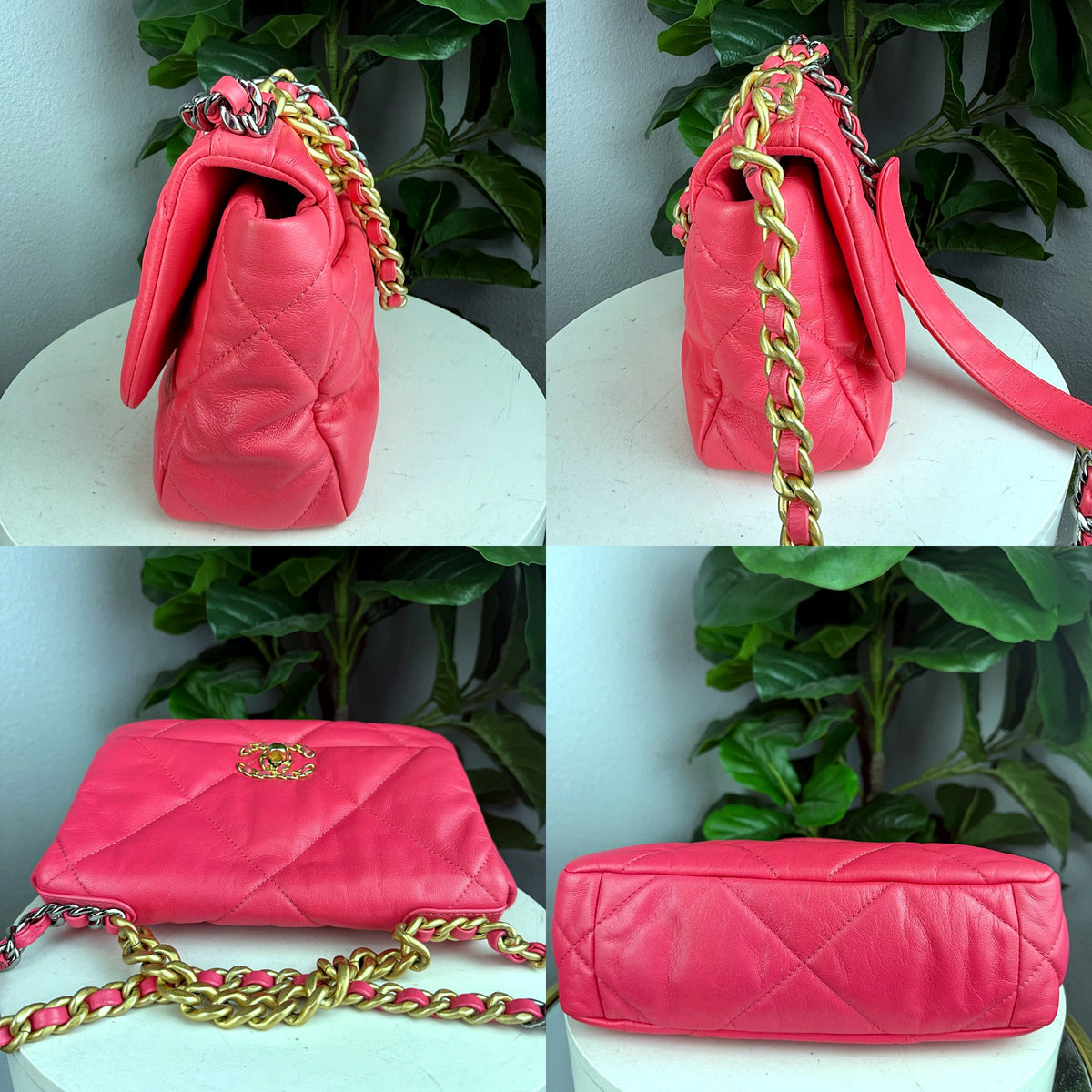 Authentic Chanel 19 Small Flap Bag Pink Quilted Lambskin Gold Hardware - 05_extra.jpg
