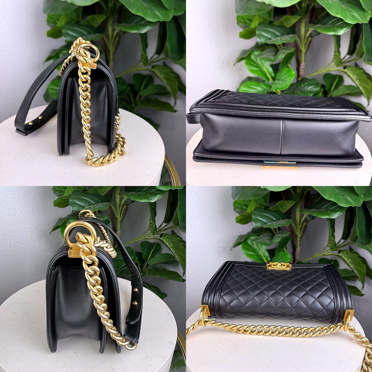 Authentic Chanel Boy Bag Medium Quilted Lambskin Black Gold Hardware - 05_extra.jpg