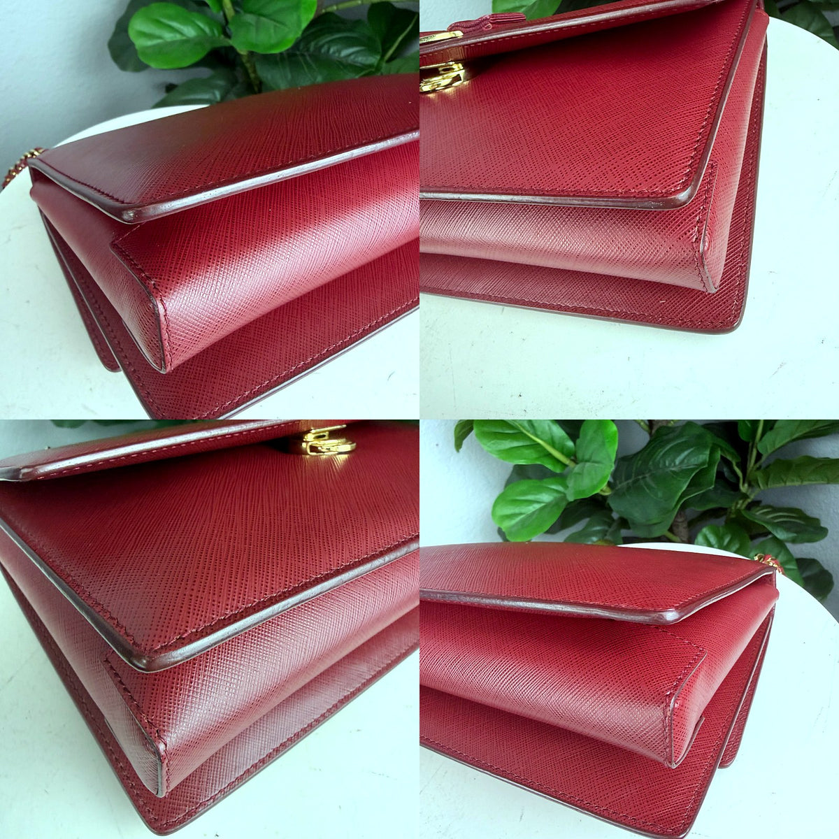 Authentic Salvatore Ferragamo Vara Bow Flap Shoulder Bag Red Saffiano Leather - 03_corners.jpg