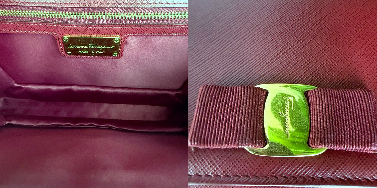 Authentic Salvatore Ferragamo Vara Bow Flap Shoulder Bag Red Saffiano Leather - 04_inside.jpg