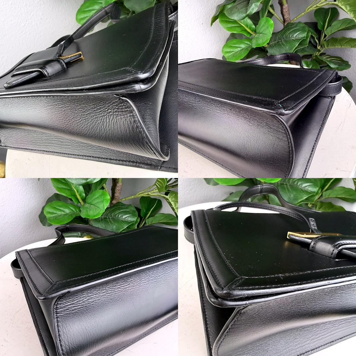 Authentic Loewe Barcelona Black Leather Top Handle Shoulder Bag - 03_corners.jpg