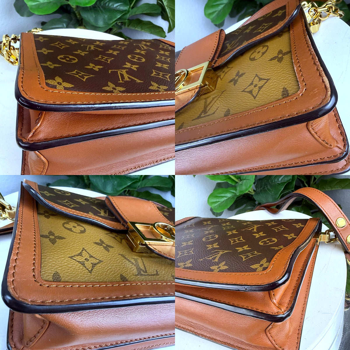 Authentic Louis Vuitton Dauphine MM Monogram Reverse Canvas Shoulder Bag - 03_corners.jpg