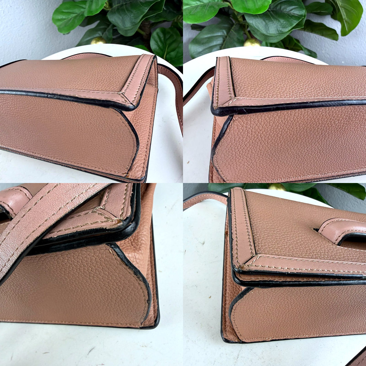 Authentic Loewe Barcelona Small Bag in Blush Pink Grained Leather - 03_corners.jpg