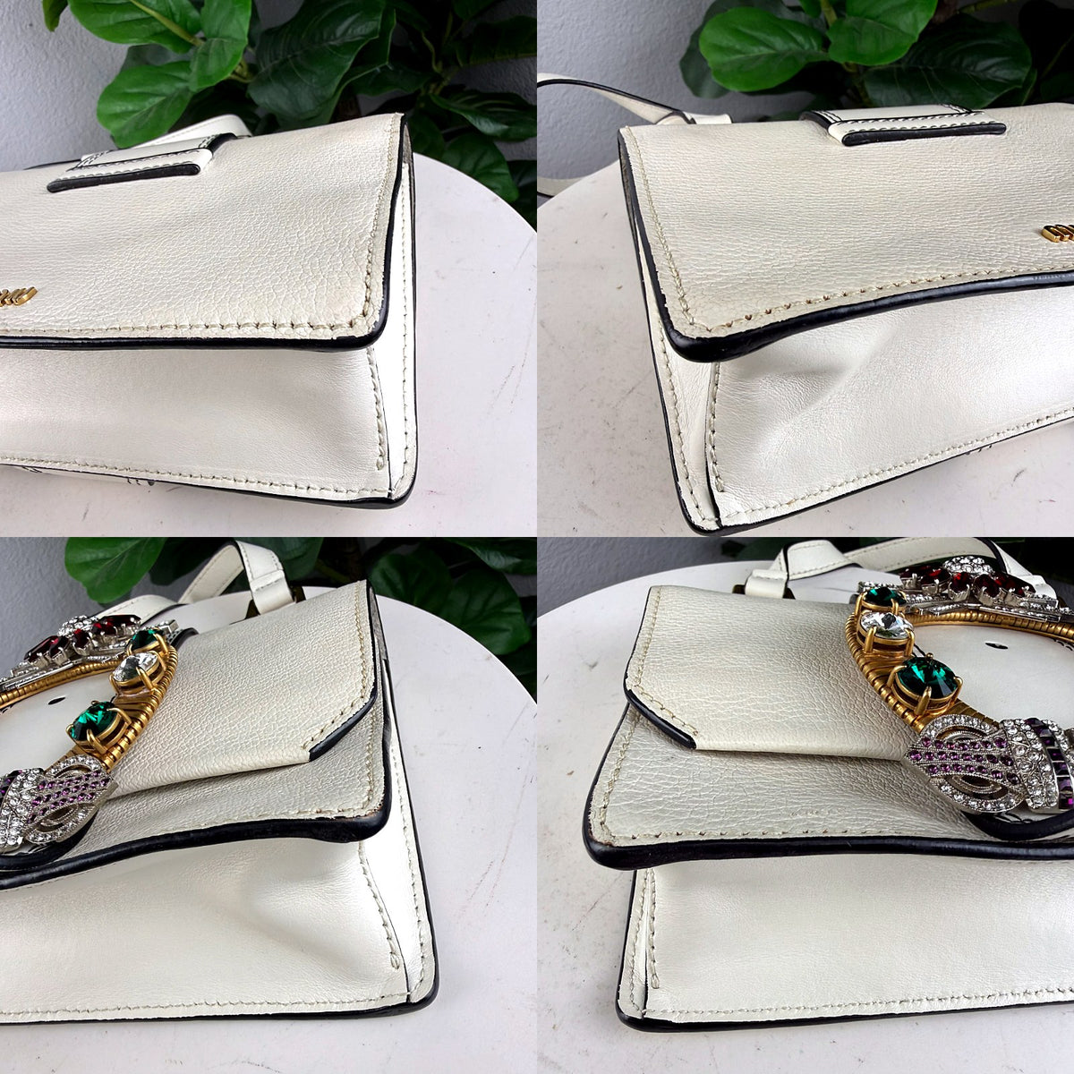 Authentic Miu Miu Lady Embellished Buckle Leather Shoulder Bag Cream - 03_corners.jpg