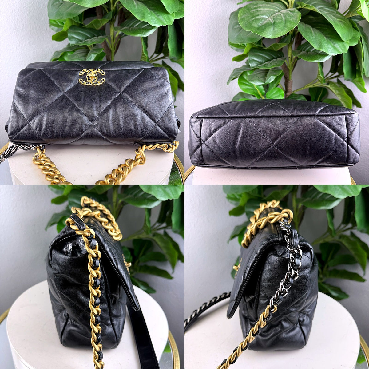 Authentic Chanel 19 Flap Bag Black Quilted Lambskin Gold Hardware - 05_extra.jpg