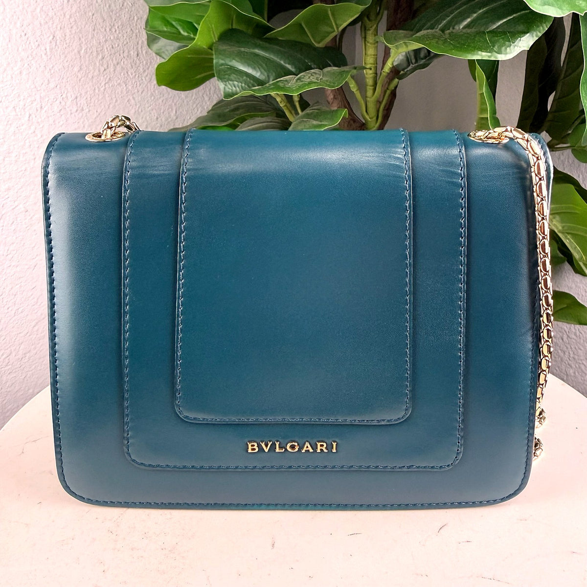 Authentic Bulgari Serpenti Forever Flap Bag Teal Leather Gold Chain - 02_photo.jpg