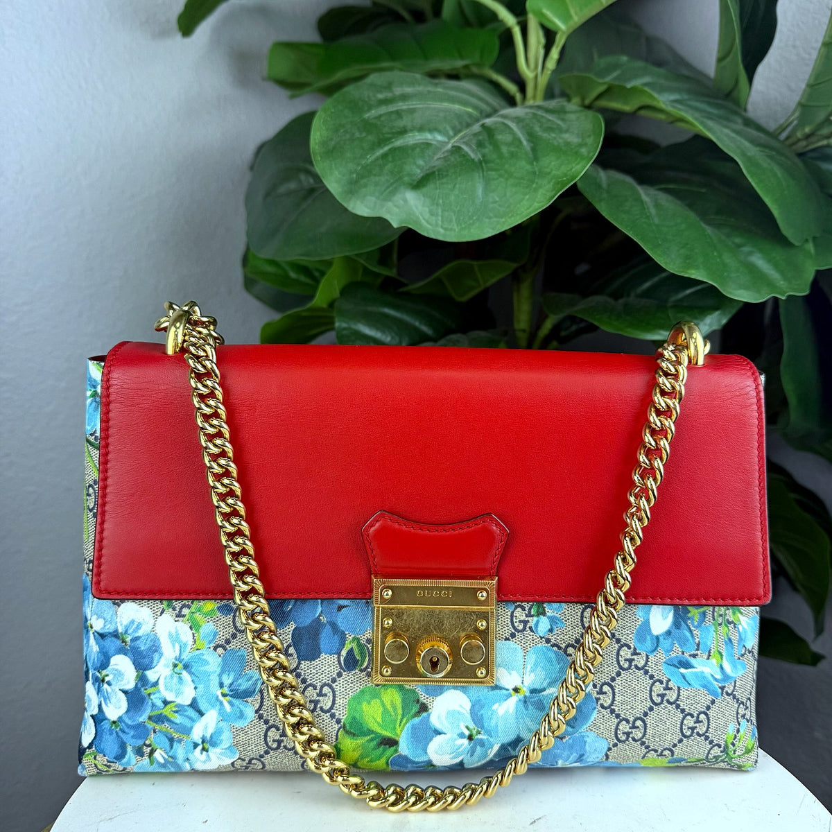Authentic Gucci Padlock GG Blooms Medium Shoulder Bag Red Leather Floral - 01_photo.jpg