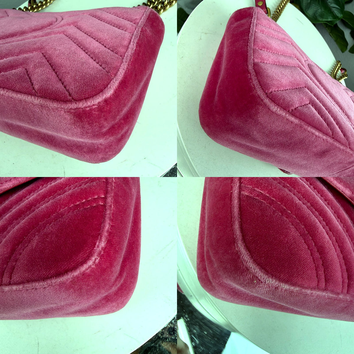 Authentic Gucci GG Marmont Small Velvet Shoulder Bag Pink - 03_corners.jpg