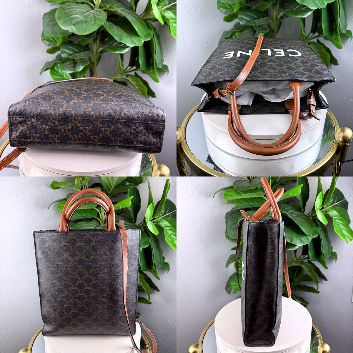 Authentic Celine Triomphe Canvas Small Vertical Cabas Tote in Tan - 05_extra.jpg