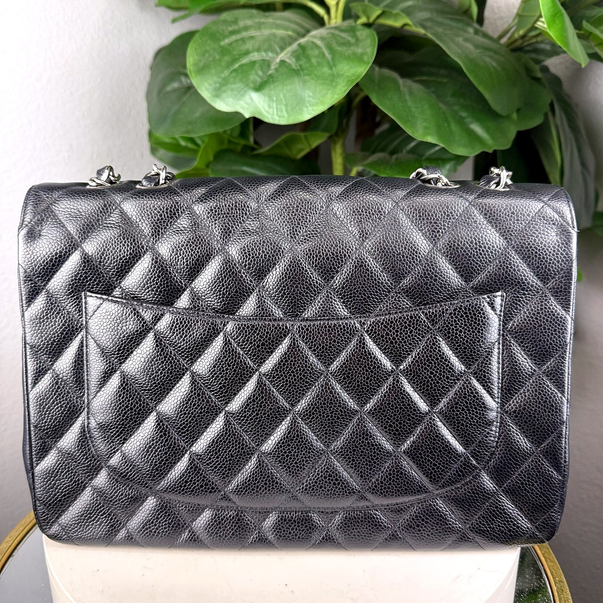 Authentic Chanel Classic Jumbo Double Flap Bag Black Caviar Silver Hardware - 02_photo.jpg