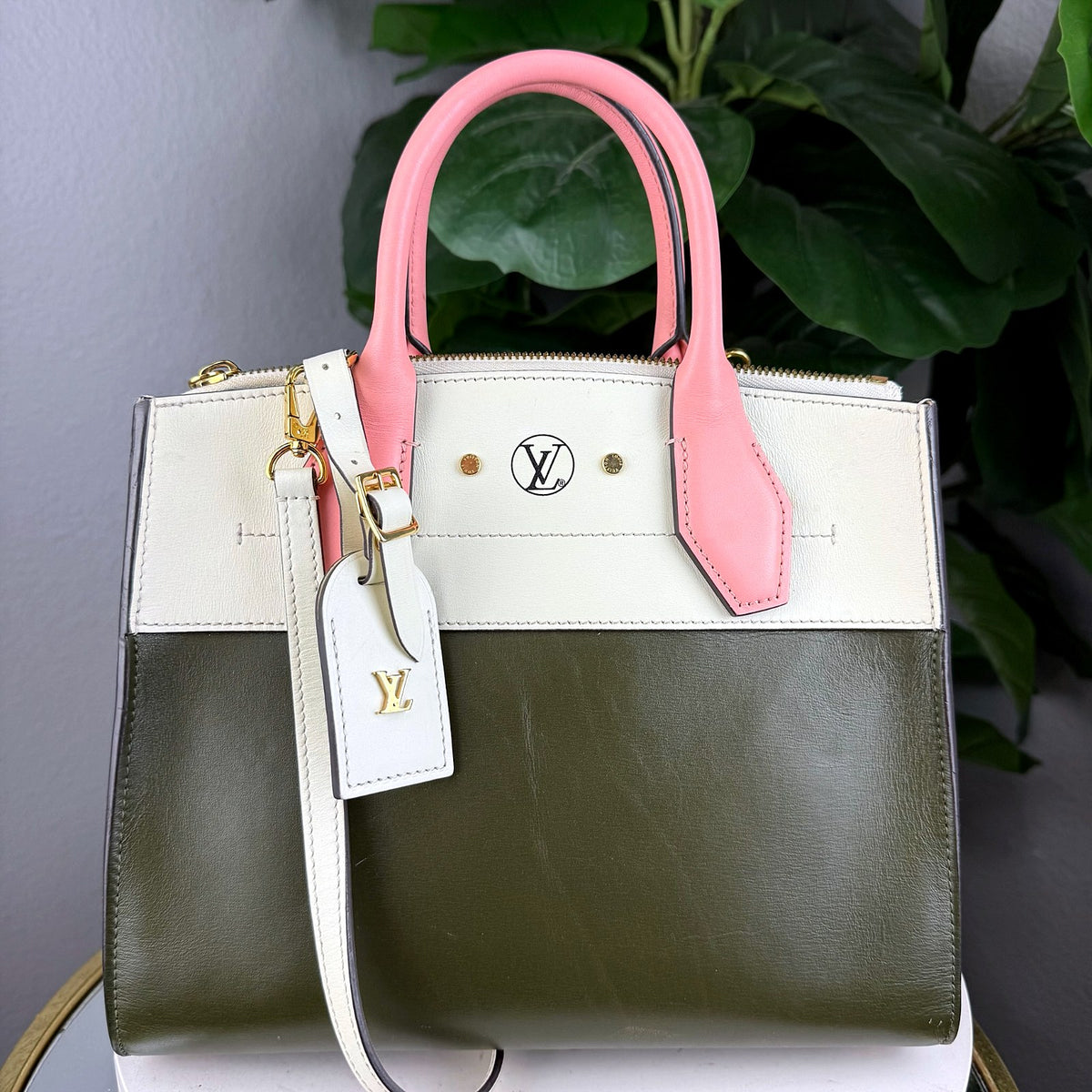Authentic Louis Vuitton City Steamer Bicolor Leather Handbag - 01_photo.jpg
