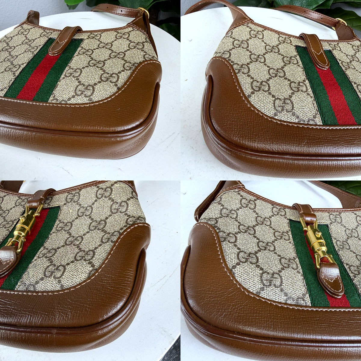 Authentic Gucci Jackie 1961 Small Shoulder Bag GG Canvas Brown Leather - 03_corners.jpg