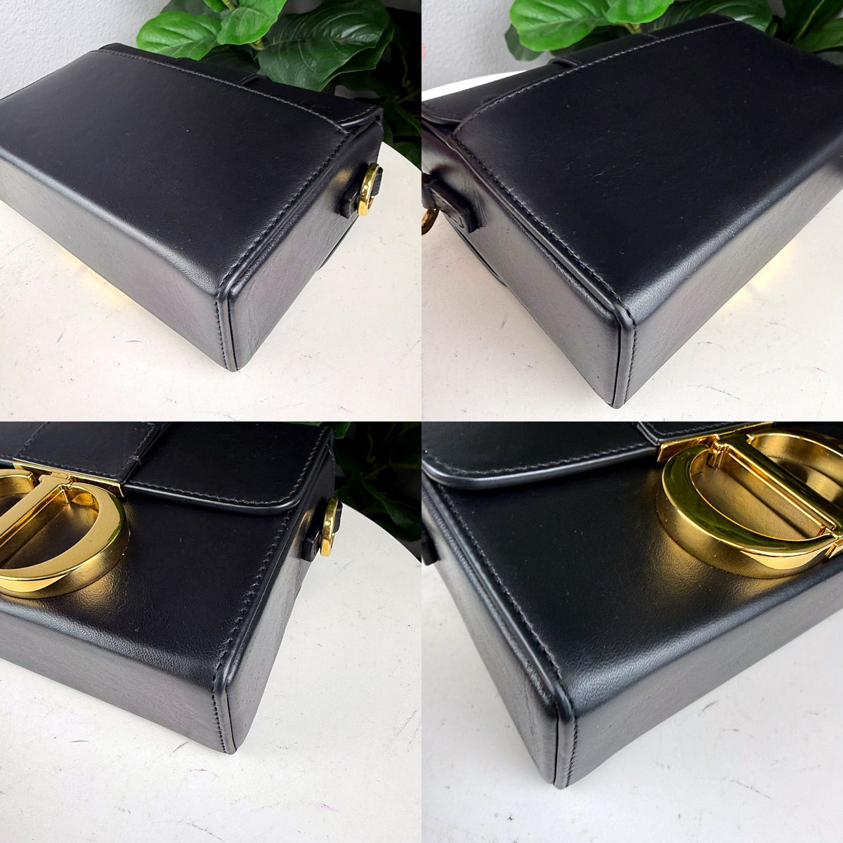 Authentic Dior 30 Montaigne Black Leather Flap Bag Gold Hardware - 03_corners.jpg
