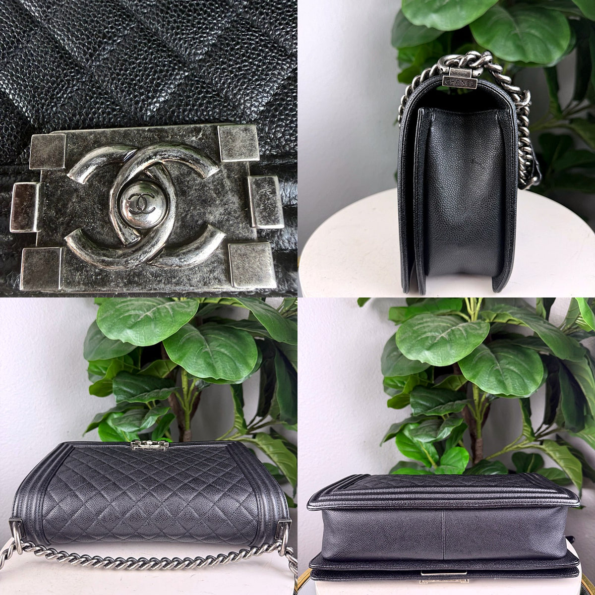 Authentic Chanel Boy Bag Medium Caviar Leather Black Ruthenium Hardware - 04_extra.jpg