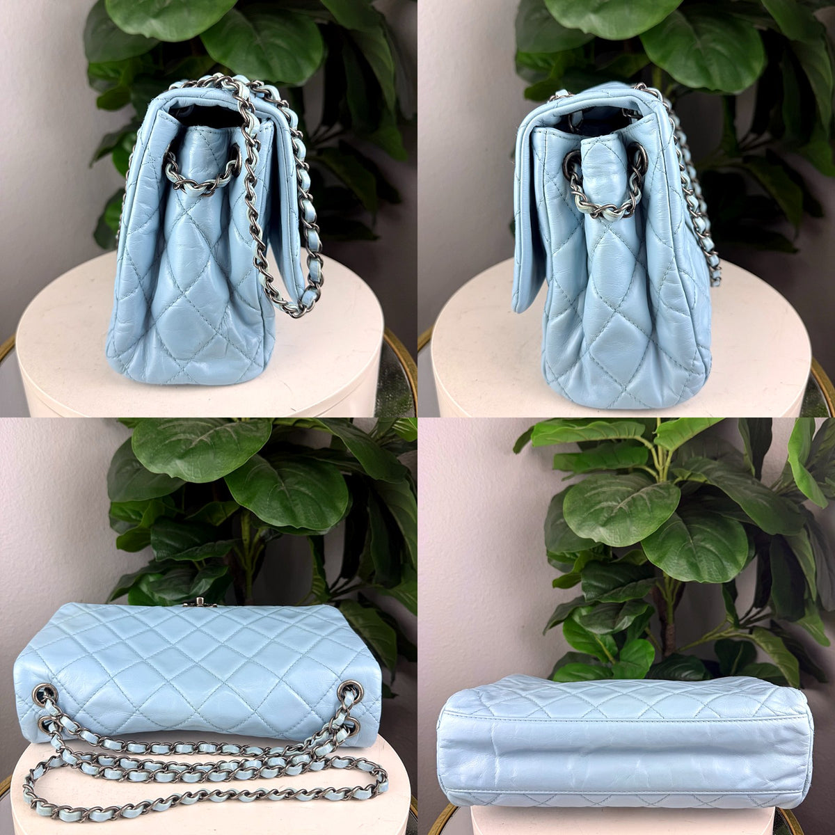Authentic Chanel Classic Flap Bag Light Blue Quilted Lambskin Silver Hardware - 04_extra.jpg