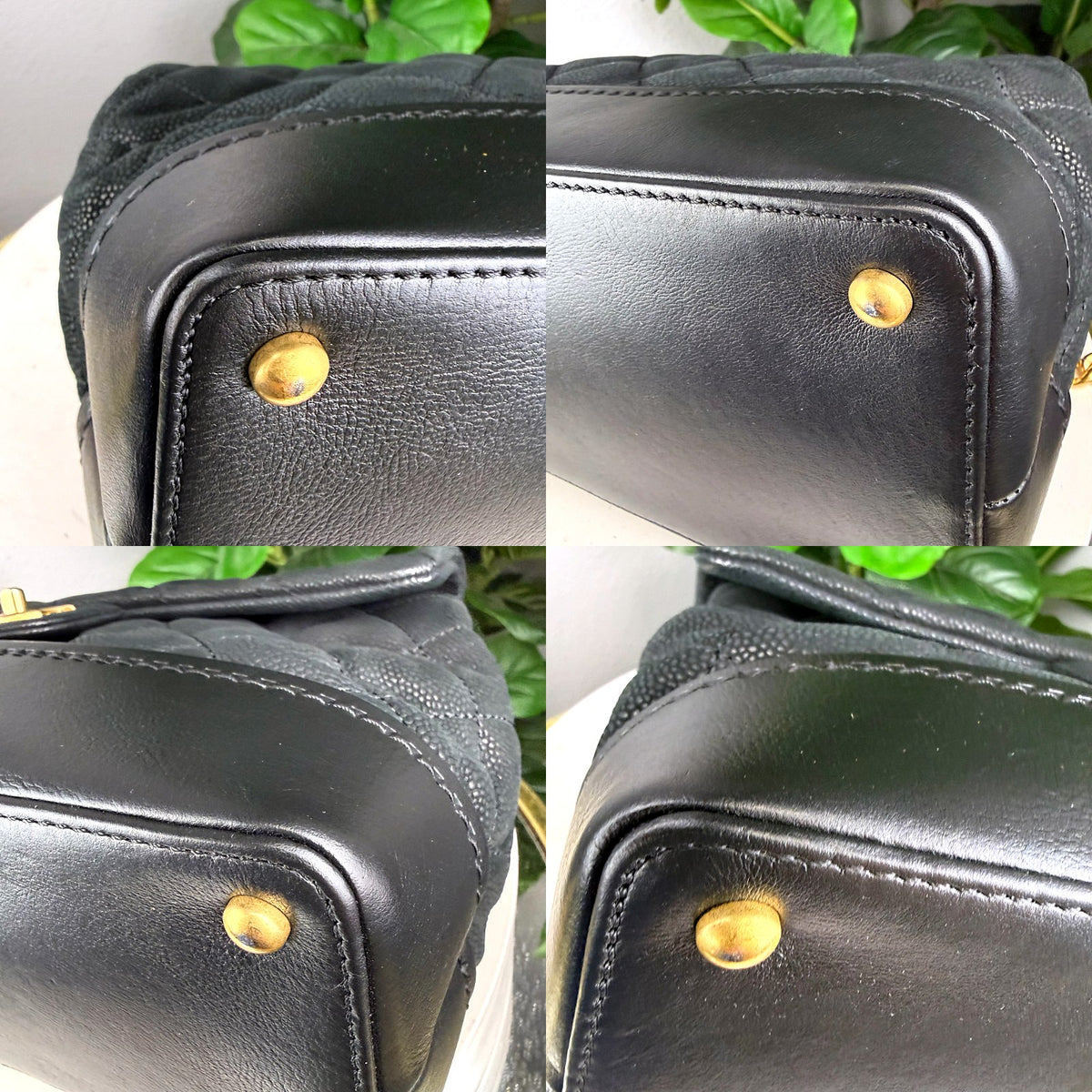 Authentic Chanel Caviar Medium Classic Flap Bag Black Gold Hardware - 04_corners.jpg