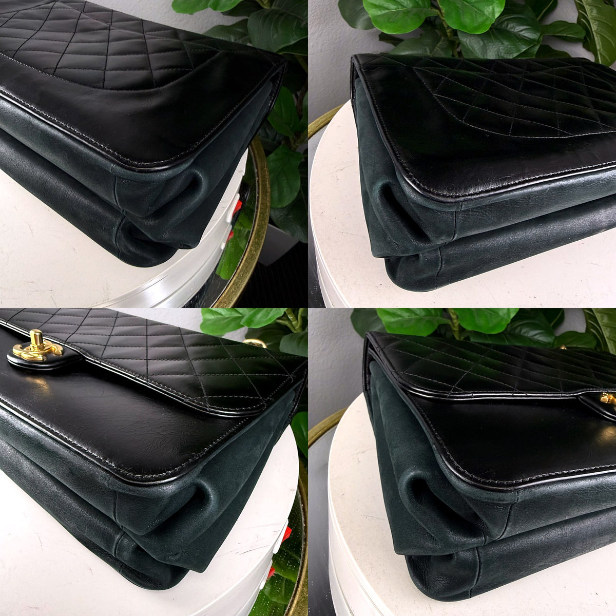 Authentic Chanel Classic Flap Jumbo Black Lambskin Leather with Gold Hardware - 03_corners.jpg