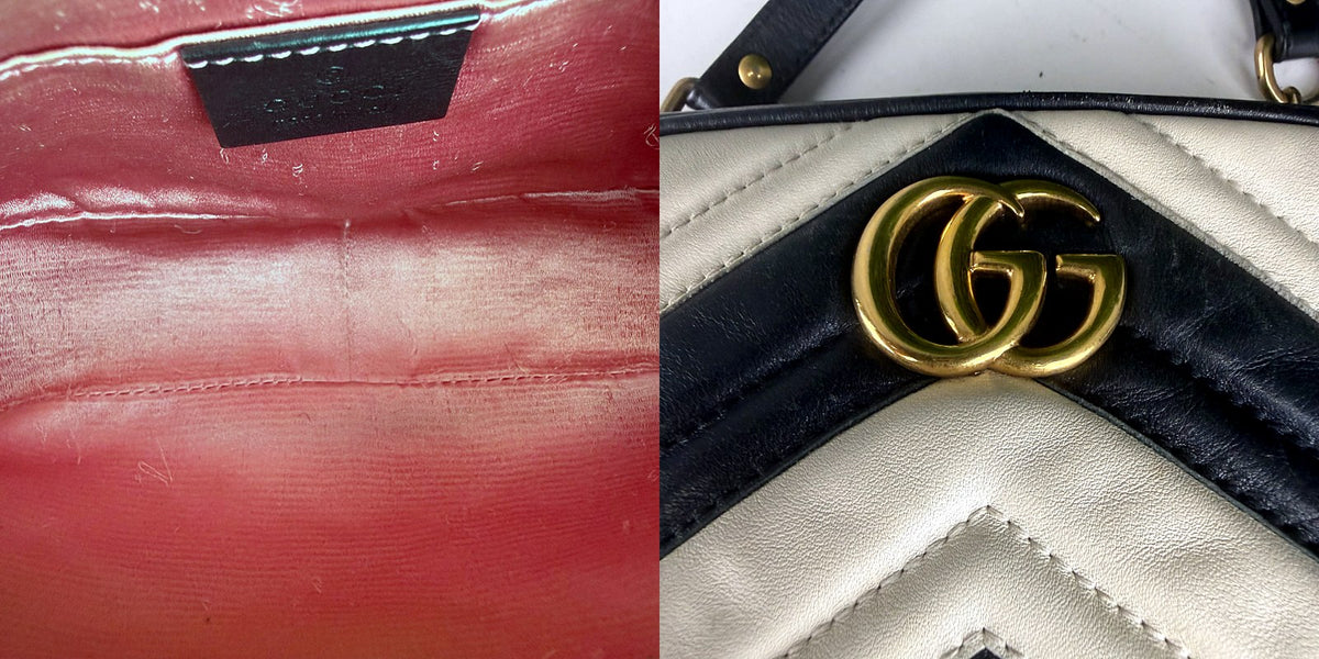 Authentic Gucci GG Marmont Small Matelassé Camera Bag Black White - 04_inside.jpg