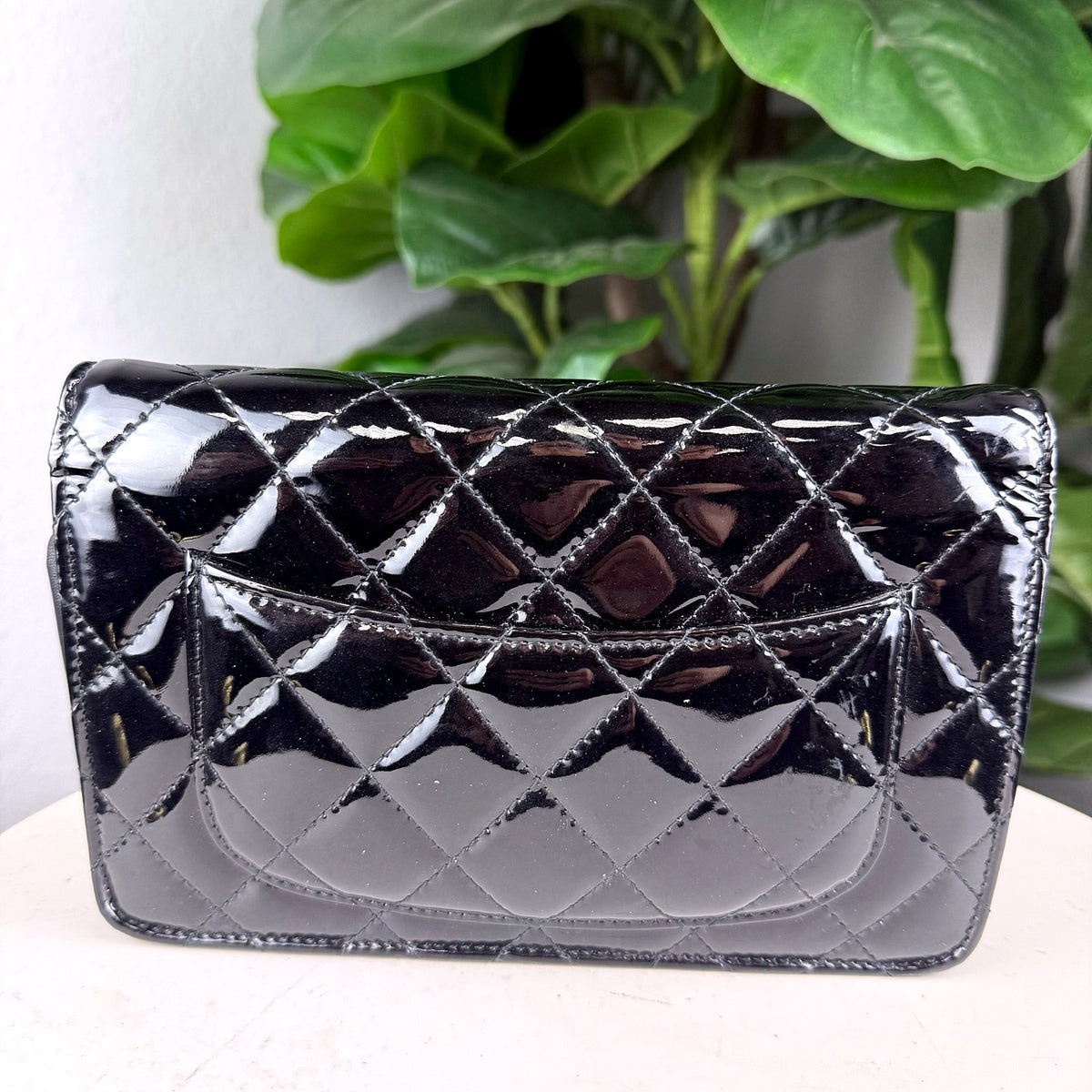 Authentic Chanel Wallet on Chain Black Patent Leather Quilted WOC - 02_photo.jpg