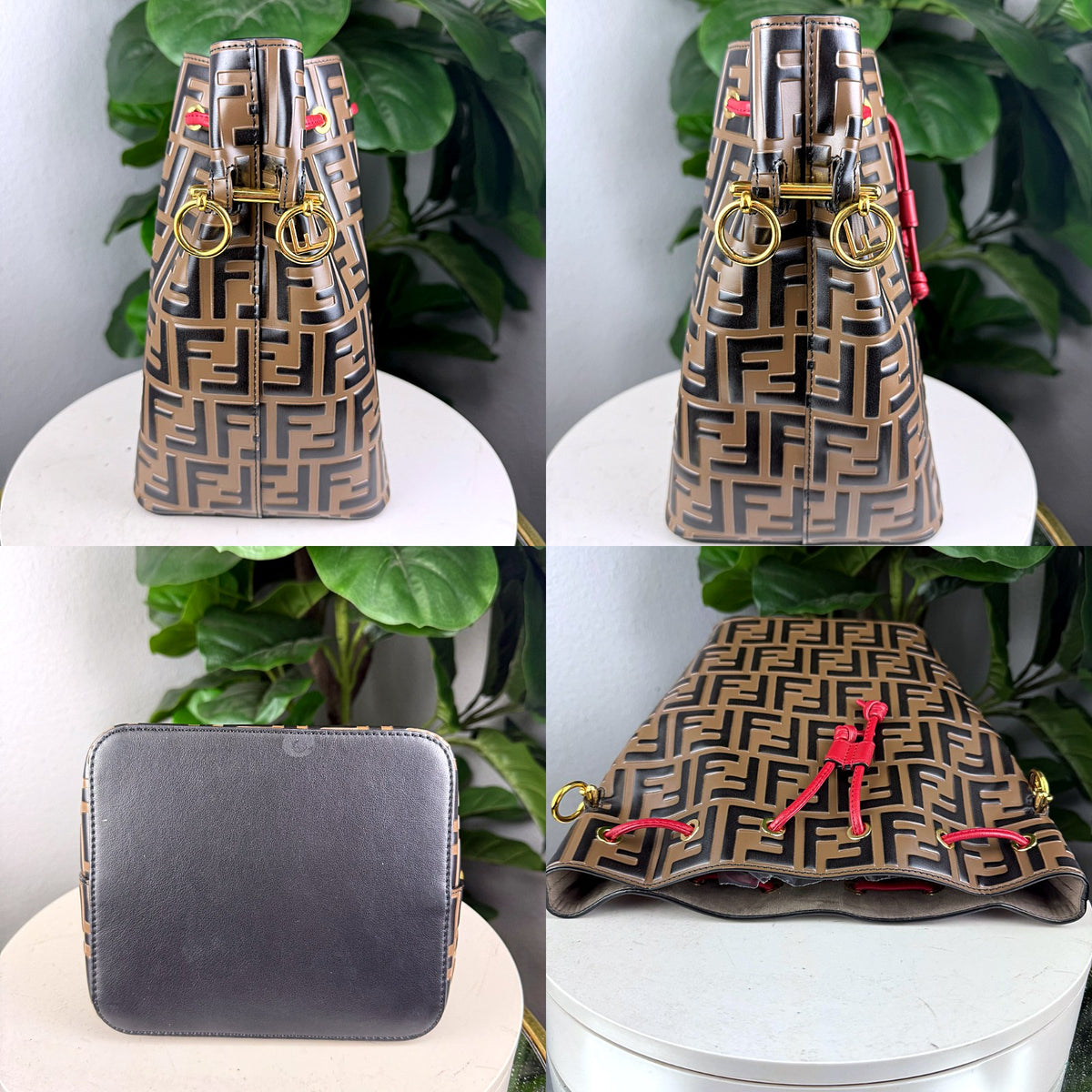 Authentic Fendi Mon Tresor Bucket Bag in FF Zucca Canvas with Red Leather - 05_extra.jpg