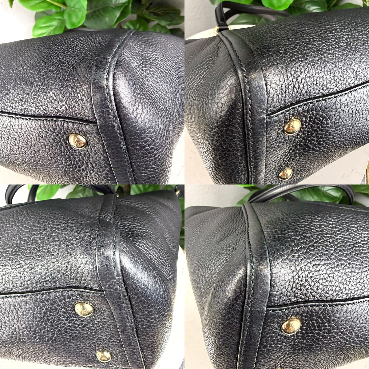 Authentic Gucci Soho Medium Leather Tote Bag Black with Shoulder Strap - 03_corners.jpg