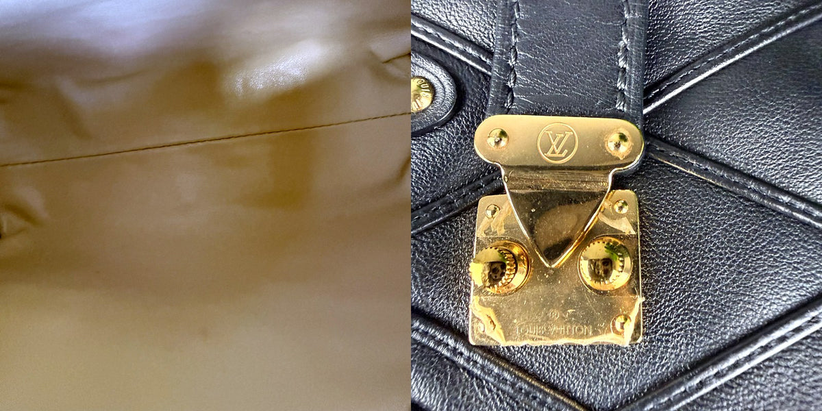 Authentic Louis Vuitton Petite Malle Black Leather Shoulder Bag Gold Hardware - 05_inside.jpg