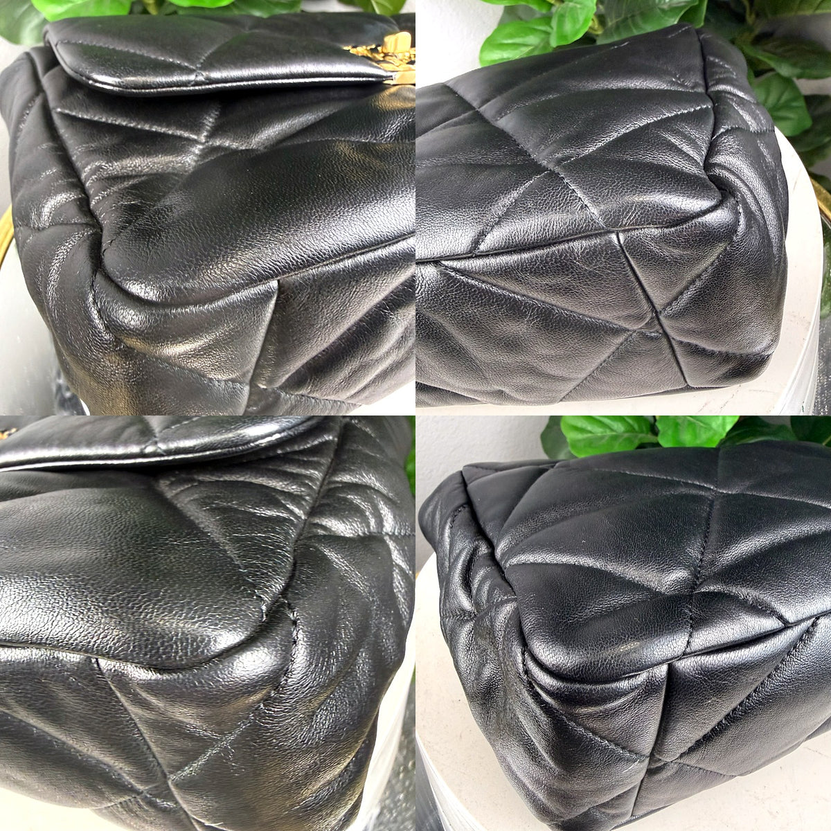 Authentic Chanel 19 Small Flap Bag Black Quilted Lambskin Mixed Chain - 03_corners.jpg
