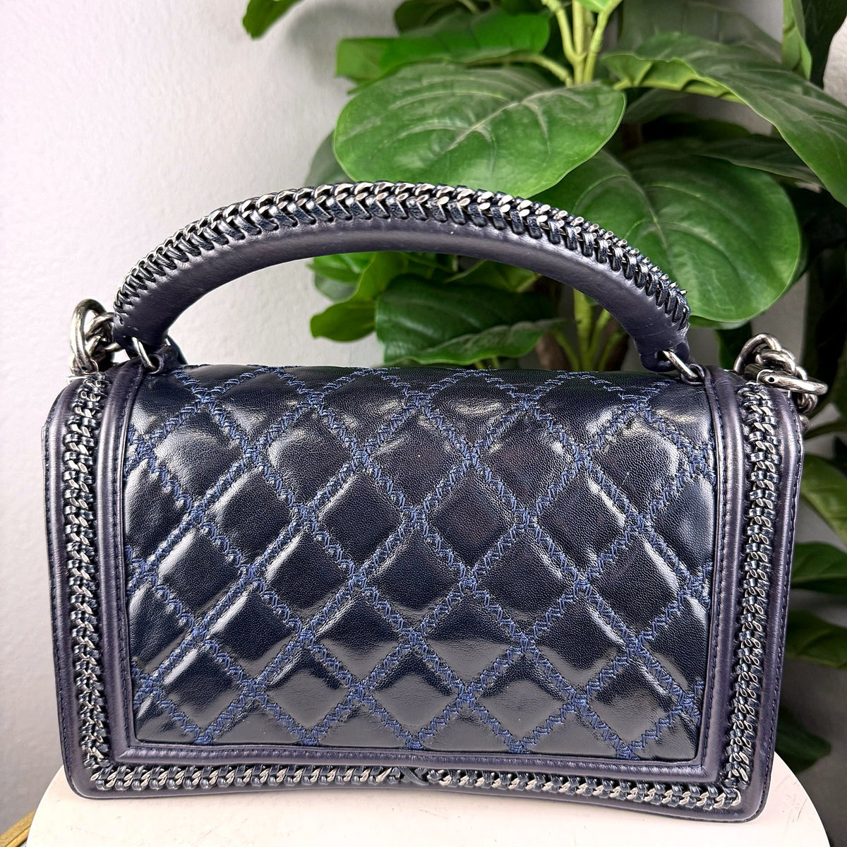 Authentic Chanel Chain Around Boy Flap Bag with Top Handle - 01_photo.jpg