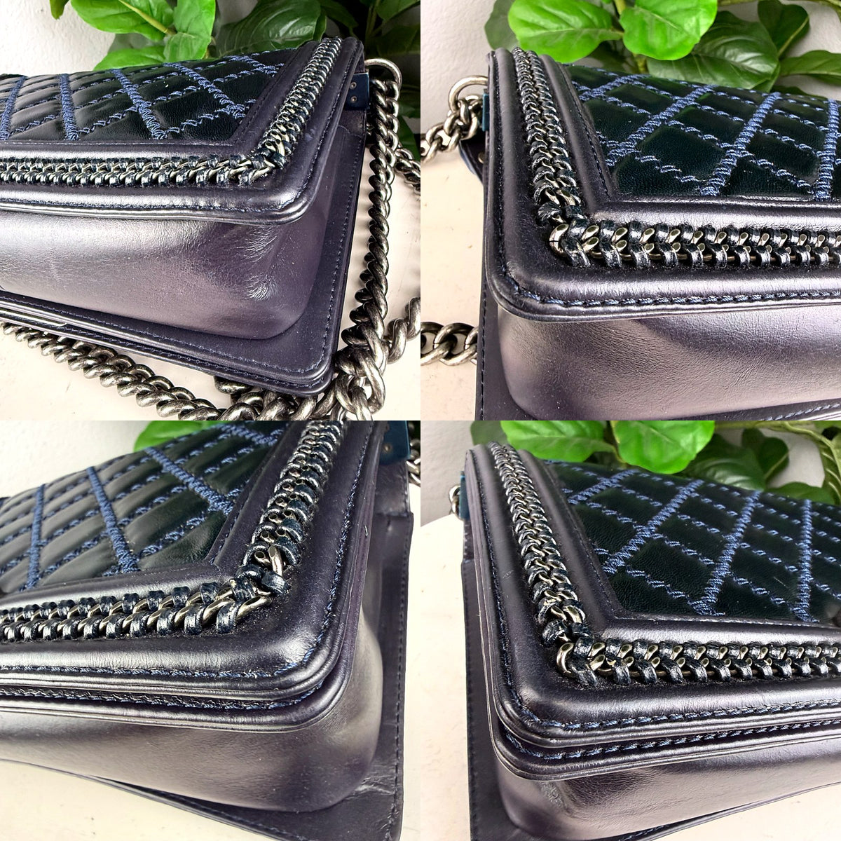 Authentic Chanel Chain Around Boy Flap Bag with Top Handle - 03_corners.jpg